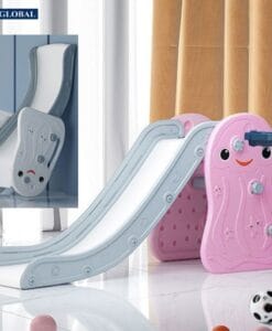 Cầu trượt Sứa máng dài gờ cao có ném bóng rổ cho bé BSL302S