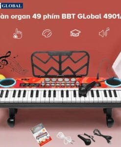 Đàn organ điện tử cho bé 49 phím có mic, sạc, giá đỡ, chân cao 4901A